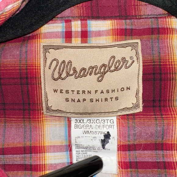 Men's Wrangler Western Fashion Pearl Snap Shirt 3XL Red Plaid Vintage - Picture 11 of 11